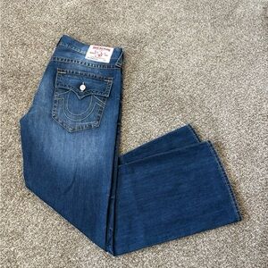 True Religion Jeans Men 38x34 Relaxed Bootcut Medium Wash Blue Western Skate Y2K